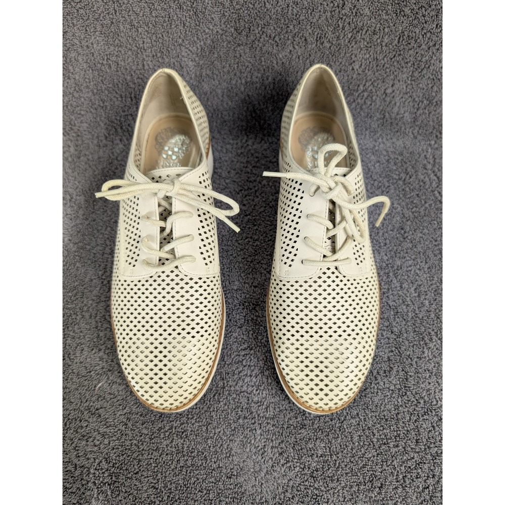 Vince Camuto Nilindie Perforated Platform Oxfords Ivory Leather Womens 9M 6724